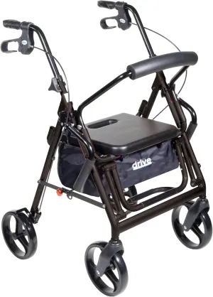 Drive Medical 795BK Duet Folding Transport Wheelchair and Rollator Walker, Black