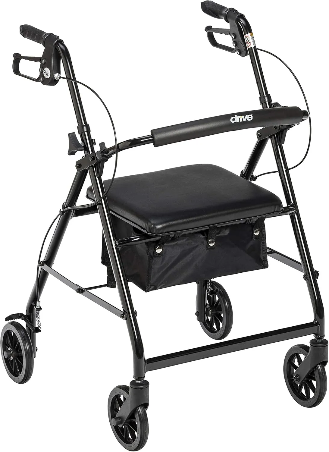 Drive Medical R726BK Foldable Rollator Walker with Seat, Black