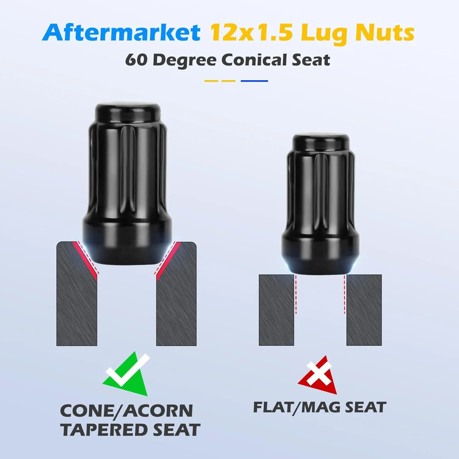 Dynofit 12x1.5 6 Spline Lug Nuts Set, 20pc Black Small Wheel Nut for Hon-da Accord Civic CRV Pilot Odyssey Element,Closed End Aftermarket Tuner Lugnuts with 1 Socket Key fit Impala Escape 5lug