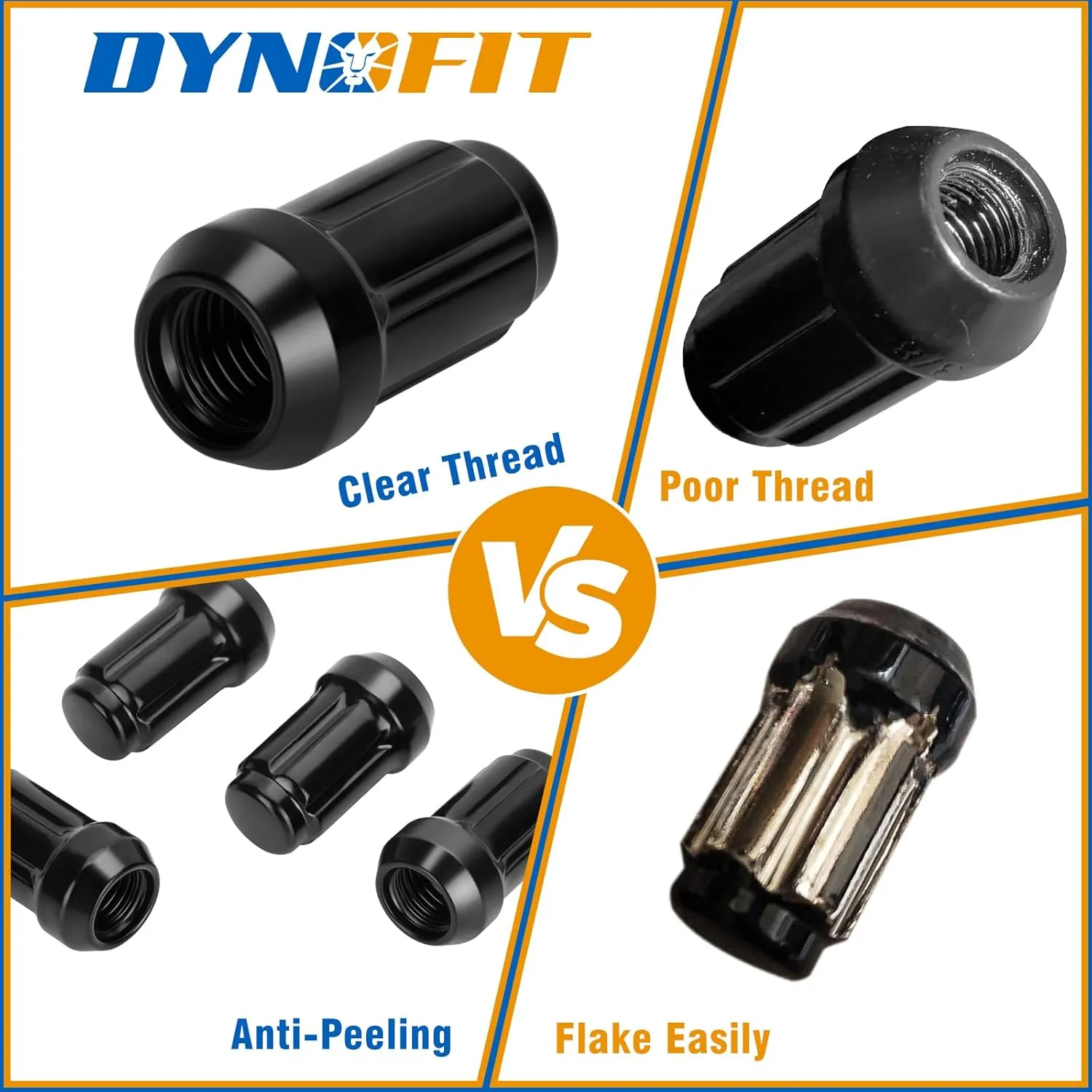 Dynofit 12x1.5 6 Spline Lug Nuts Set, 20pc Black Small Wheel Nut for Hon-da Accord Civic CRV Pilot Odyssey Element,Closed End Aftermarket Tuner Lugnuts with 1 Socket Key fit Impala Escape 5lug