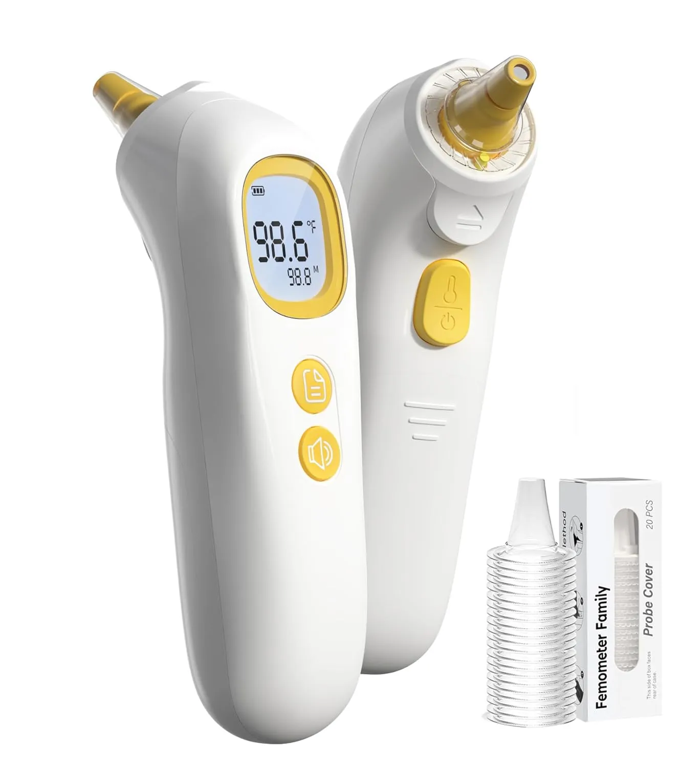 Ear Thermometer, FSA and HSA Eligible Highly Accurate Thermometer for Kids, Adults and Toddlers, 32 Memory Recall, 1s Fast, 3 Color Fever Alarm with Mute Mode, 21 Disposable Probe Covers (ET107)