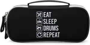 EAT Sleep Drum Repeat Portable Pencil Pen Case Small Cosmetic Bag Womens Makeup Pouch Pencil Bags
