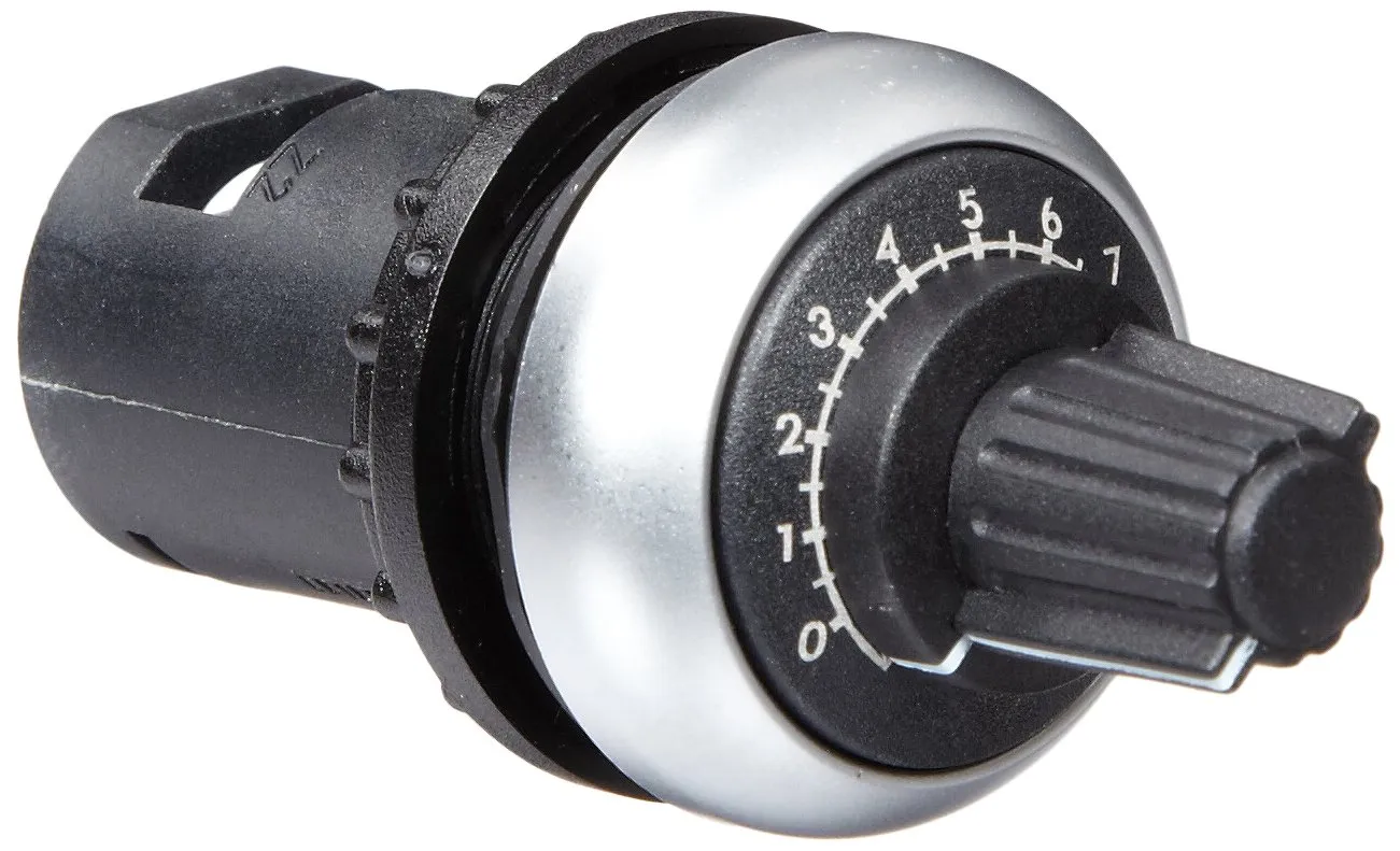Eaton M22-R10K Potentiometer, 22 mm Diameter, 10,000 ohms Resistance, Silver Bezel