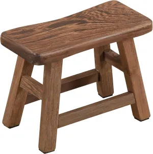 EKDJKK Sturdy Step Stool 10.6 Inch Rustic Solid Wooden Footstool for Kids & Adults Small Bench Plant Stand Fishing Stool, Perfect for High Beds, Kitchen, Bathroom, Closet, Sink
