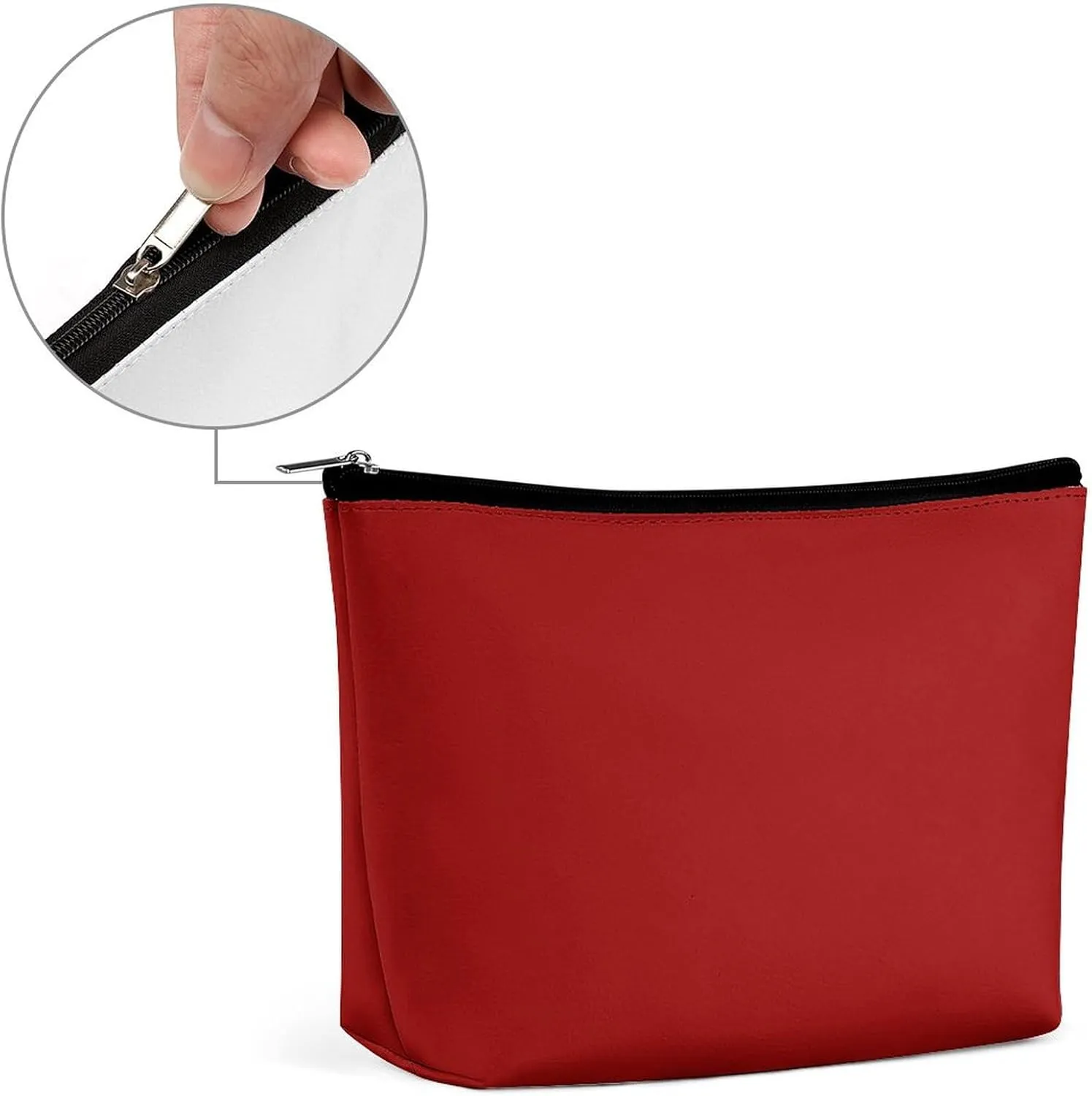 Elegant Makeup Bag, Dark Red Solid Color Classic Elegant Cosmetic Bag Large Capacity Pouch Portable Organizer for Men & Women