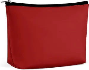 Elegant Makeup Bag, Dark Red Solid Color Classic Elegant Cosmetic Bag Large Capacity Pouch Portable Organizer for Men & Women