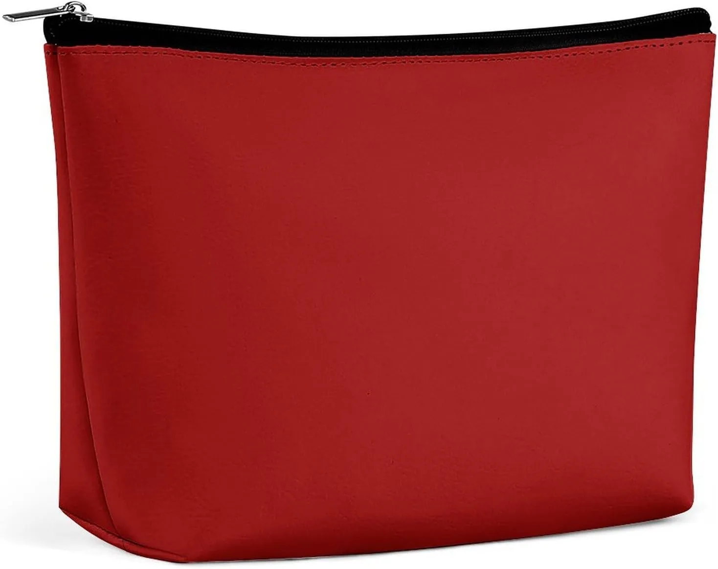 Elegant Makeup Bag, Dark Red Solid Color Classic Elegant Cosmetic Bag Large Capacity Pouch Portable Organizer for Men & Women