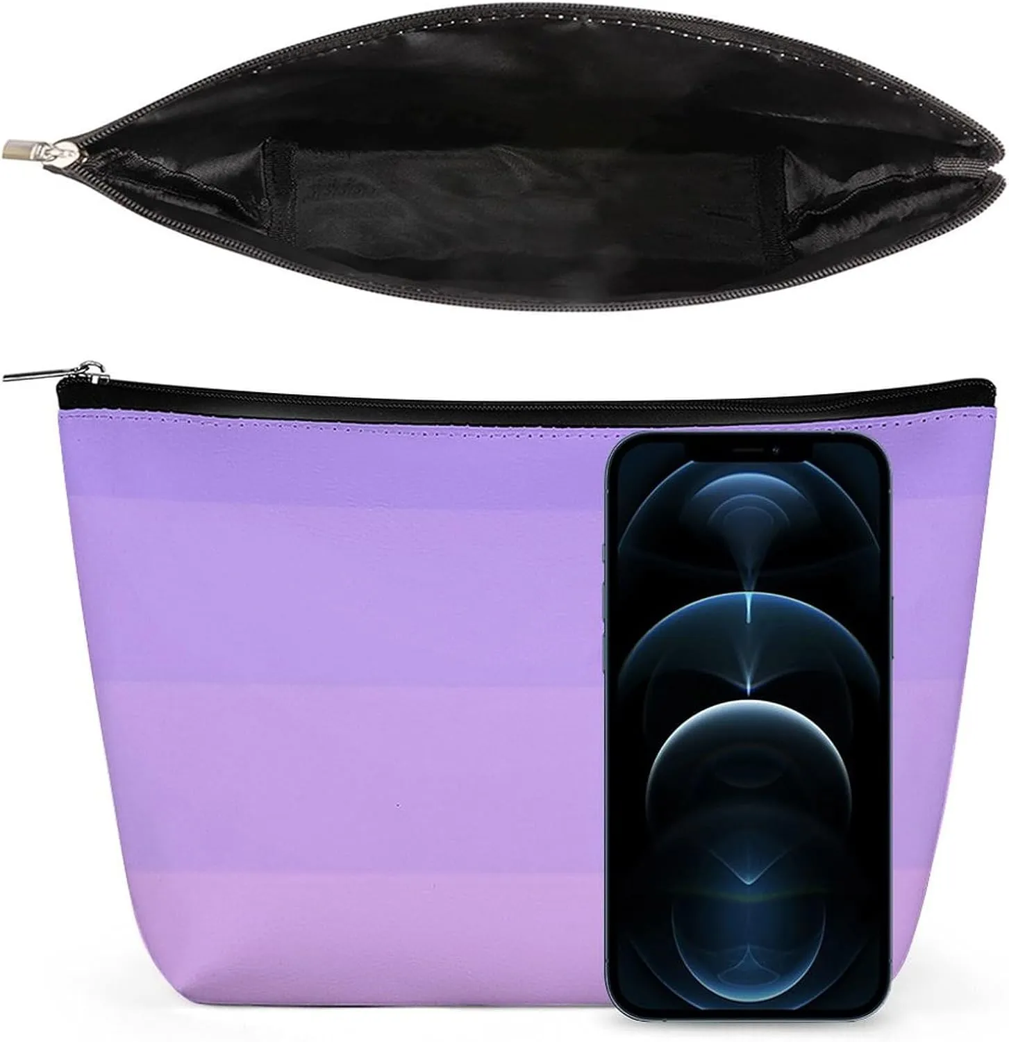 Elegant Makeup Bag, Girly Chic Lilac Purple Lavender Classic Cosmetic Bag Large Capacity Pouch Portable Organizer for Men & Women