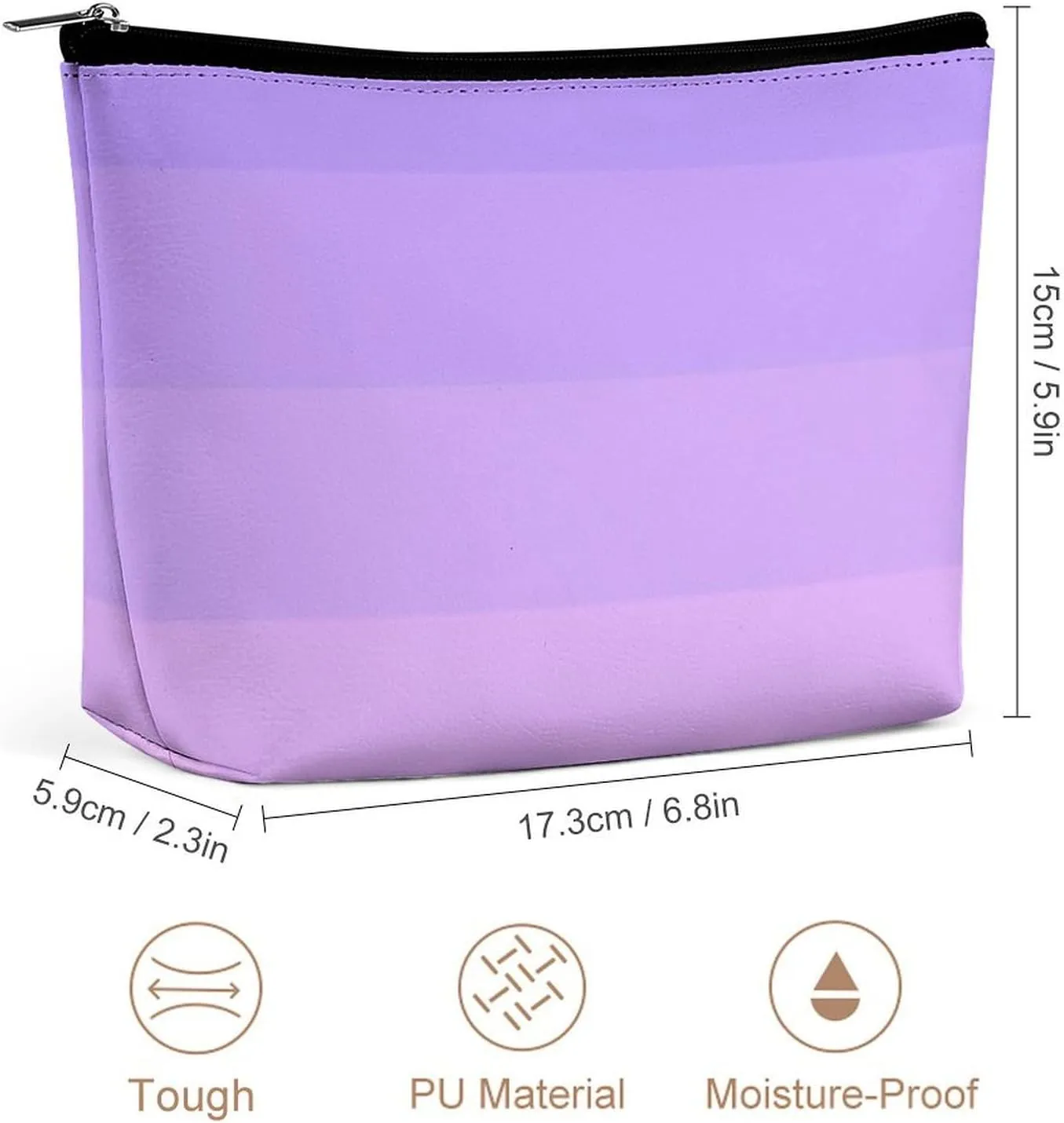 Elegant Makeup Bag, Girly Chic Lilac Purple Lavender Classic Cosmetic Bag Large Capacity Pouch Portable Organizer for Men & Women