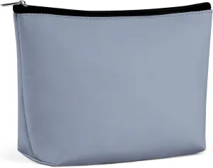 Elegant Makeup Bag, Modern Blue Grey Solid Simple Minimal Cosmetic Bag Large Capacity Pouch Portable Organizer for Men & Women
