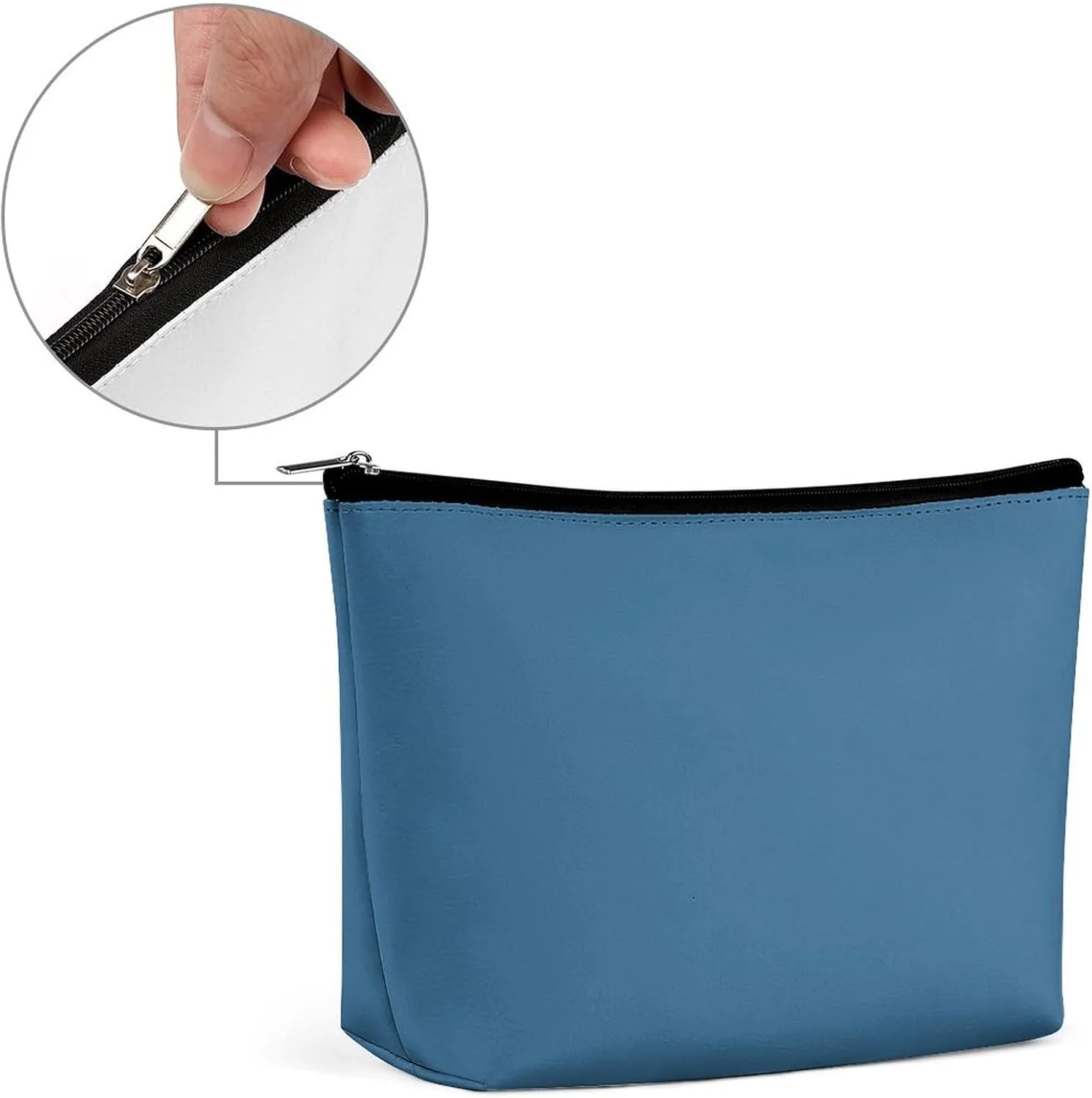 Elegant Makeup Bag, Modern Blue Solid Color Cosmetic Bag Large Capacity Pouch Portable Organizer for Men & Women