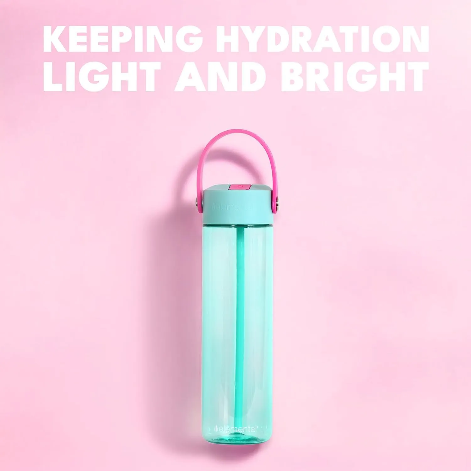 Elemental Splash Water Bottle with Straw - BPA-Free Tritan Plastic Reusable Water Bottle with Strap - Leak-Proof Waterbottle for Travel, Gym and Sports - 26oz