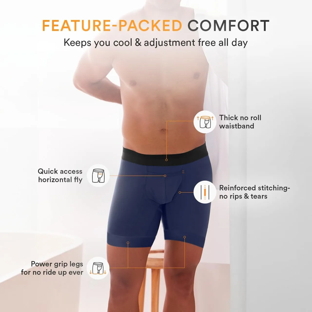 Elite Ball Pouch Underwear for Men w/Fly, Patented Ball Pouch Design, Performance Fabric, No Ride Up Legs