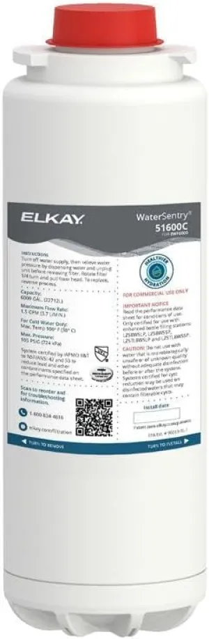 Elkay 51600C WaterSentry Lead   Microplastics NSF/ANSI Certified 6000 Gal 12 Month Filter