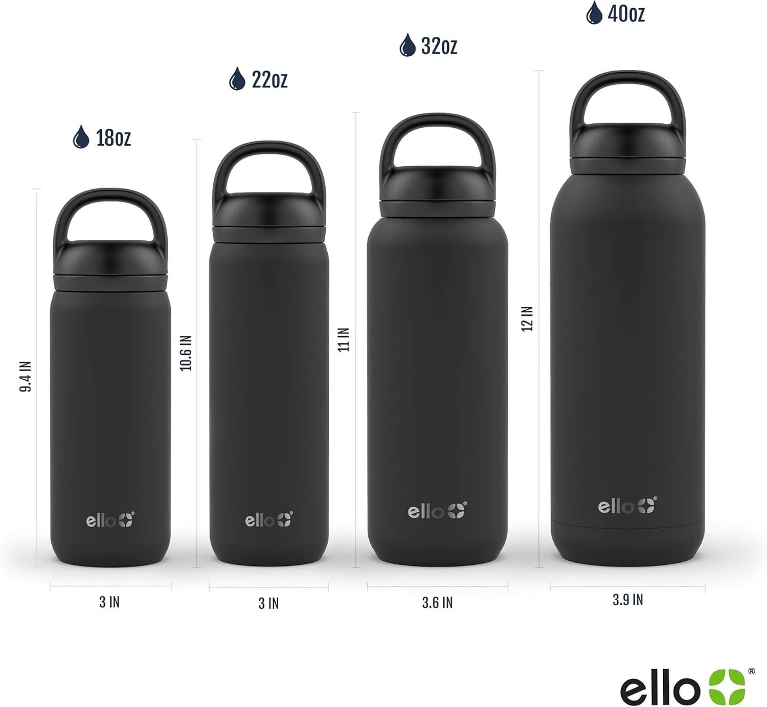 Ello Cooper Twist 18oz Kids Stainless Steel Water Bottle with Chug Lid | Leak Proof Double Walled and Vacuum Insulated | Fits Car Cupholder | Built in Carry Loop | Dishwasher Safe | Halogen Blue