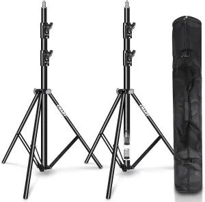EMART 2 Pack Heavy Duty Light Stand 8.5ft, Spring Cushioned, Aluminum Construction, Photo Video Studio Tripod with Carrying Bag for Photography Lighting, Softbox, Flash