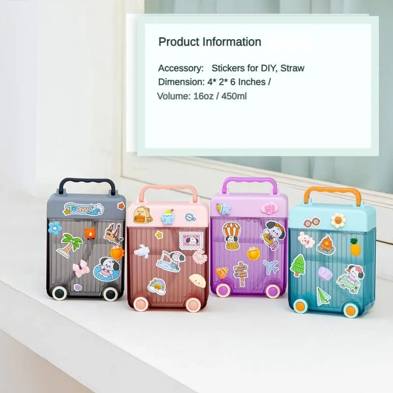 ERTISA 16oz Portable Flat Water Bottle transparent cold water chil ice - Cute Clear Water bottle Handbag Slim Flask (Blue)