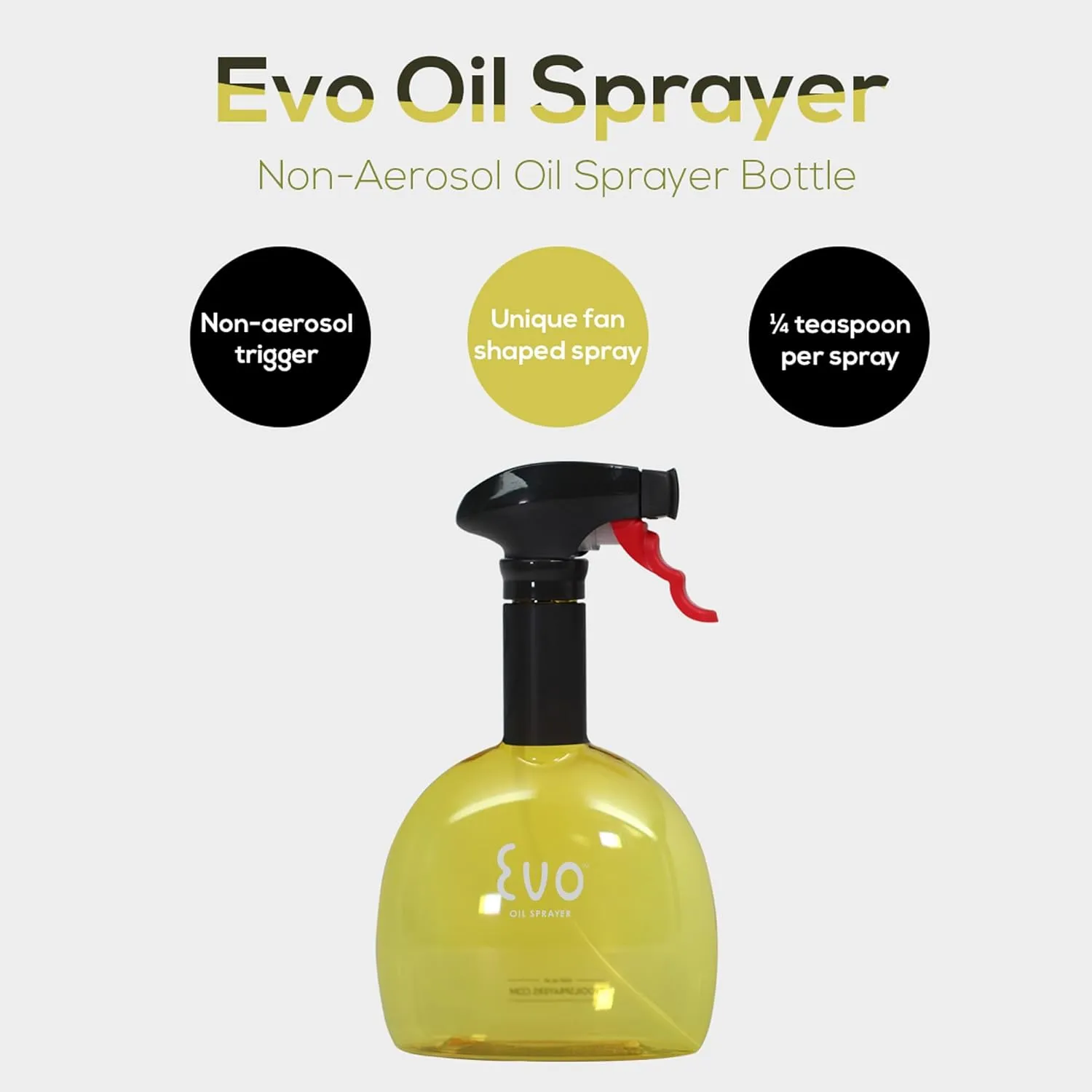 Evo Oil Sprayer Minis, Non-Aerosol for Olive, Cooking Oils, and Vinegars, 8-Ounce Capacity, 1 Each Yellow and Green