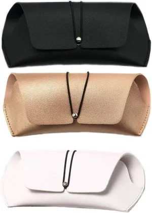 Eyeglass Case, Soft Portable PU Leather Sunglass Case Pouch Bag, Simple Glasses Bag for Men Women(Gray and Pink)…