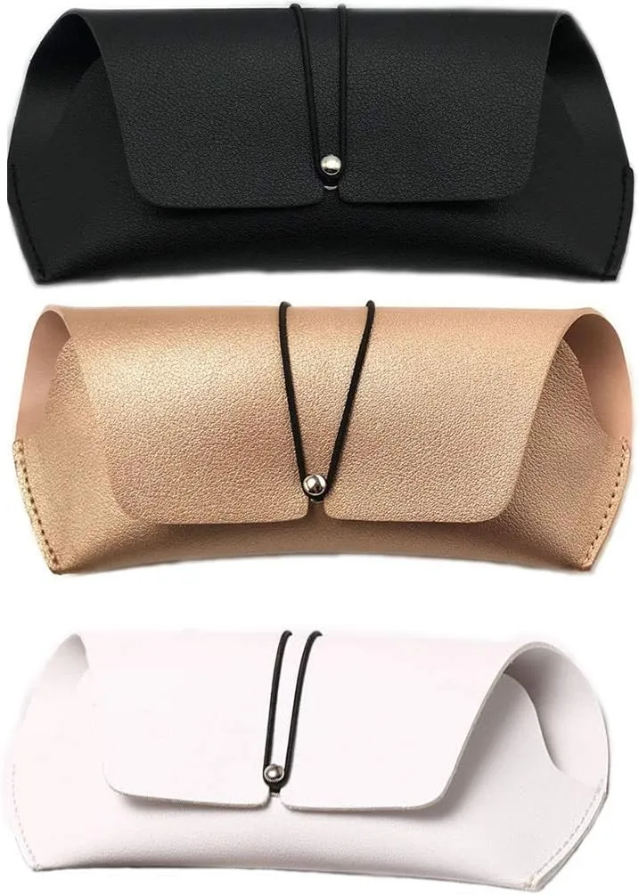 Eyeglass Case, Soft Portable PU Leather Sunglass Case Pouch Bag, Simple Glasses Bag for Men Women(Gray and Pink)…