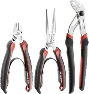 Facom CPE.A3 Tweezers Set with Multi-socket Pliers, Diagonal Cutter and Round Nose Pliers