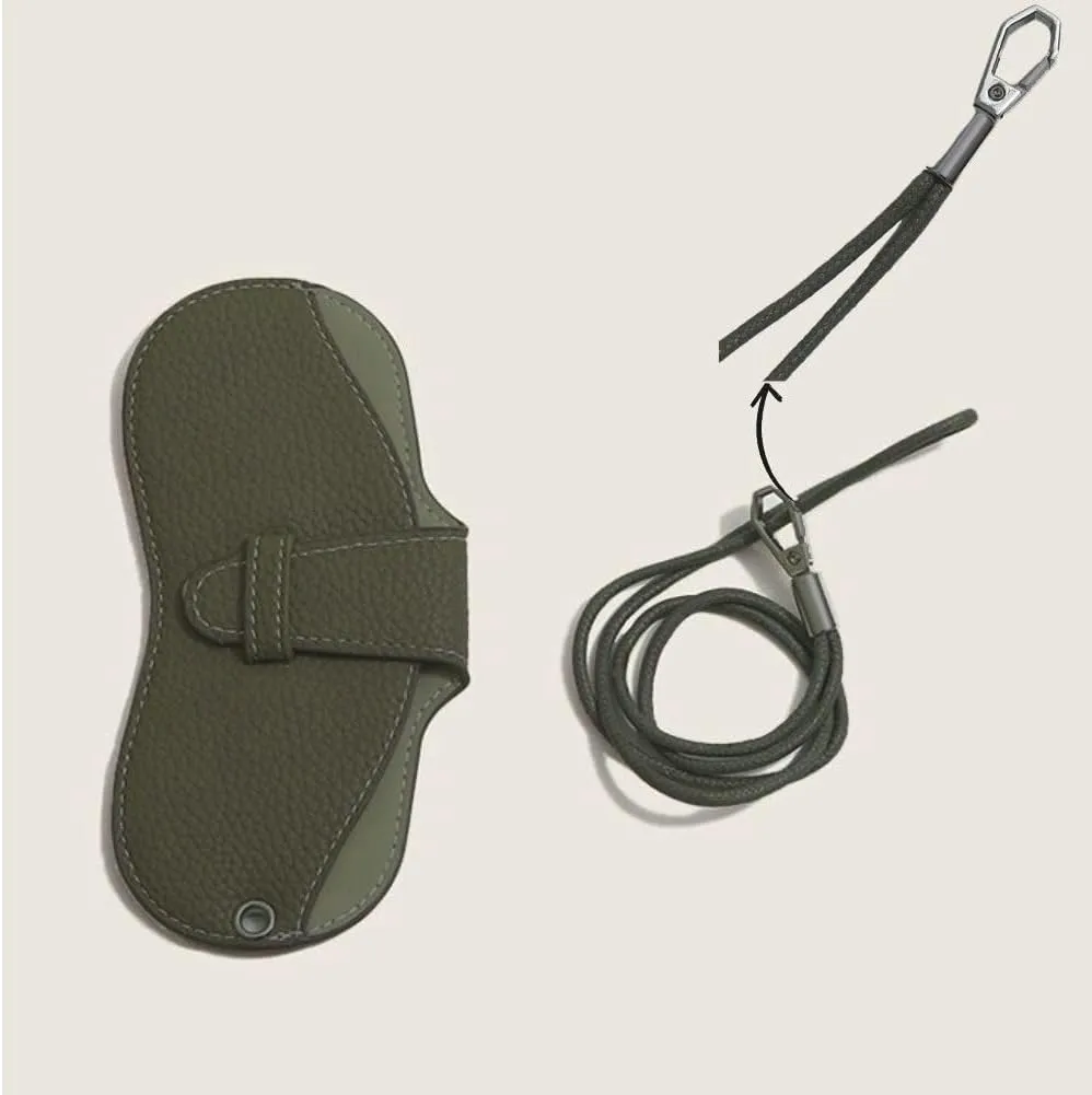 FASHIXD Glasses Case Portable Travel Sunglass Case with Lanyard Eyeglass Pouch Bag Sunglass Holder for Purse For Women Men (Classic-Dark green)