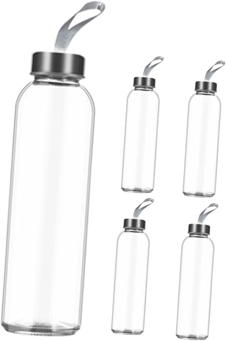 FAVOMOTO 5Pcs Clear Reusable Water Bottle Portable Drink Bottles for Outdoor Activities Sports School Travel Lightweight Leak for Fitness Hydration