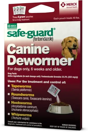 (fenbendazole) Canine Dewormer for Dogs, 4gm pouch (ea. pouch treats 40lbs.)