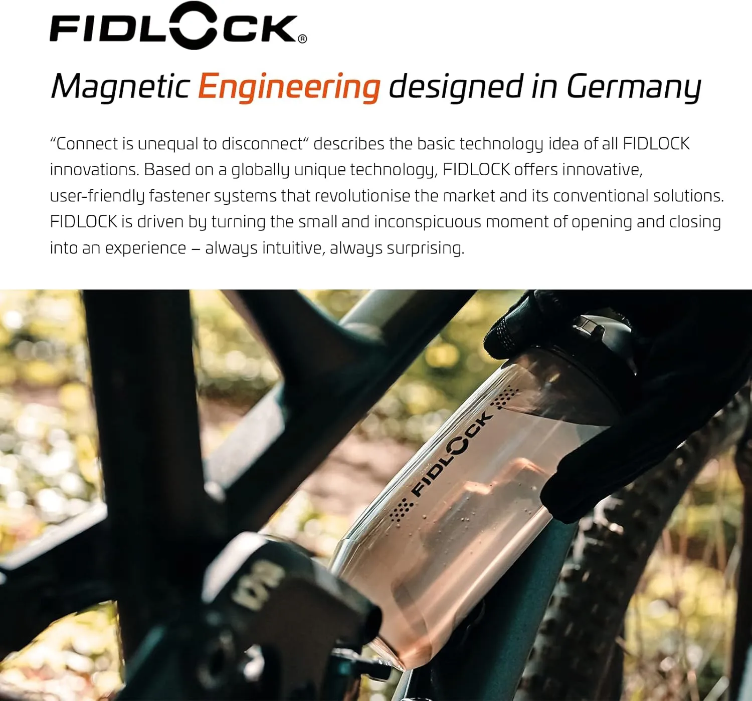 FIDLOCK Twist Bottle590ml/20oz   Base Systems | New Leak-Proof, Self-Sealing Bottle Cap | Bike Water Bottle Holder with No Screws & Attached Bottle | Cage Free Magnetic Rack | Smoke