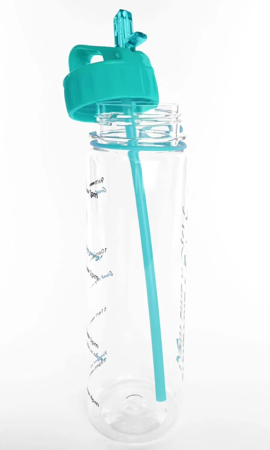 Fight Like a Girl Hybrid SlimKim 30 oz Motivational Water Bottle with Time Marker & Straw for Ovarian Cancer, PCOS, PTSD Awareness - Reusable Clear Water Bottle for Workout, Gym, Travel - Teal