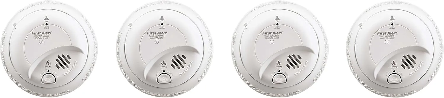 First Alert BRK SC-9120B xrHsEW Hardwired Smoke and Carbon Monoxide Alarm with Battery Backup, 4 Units