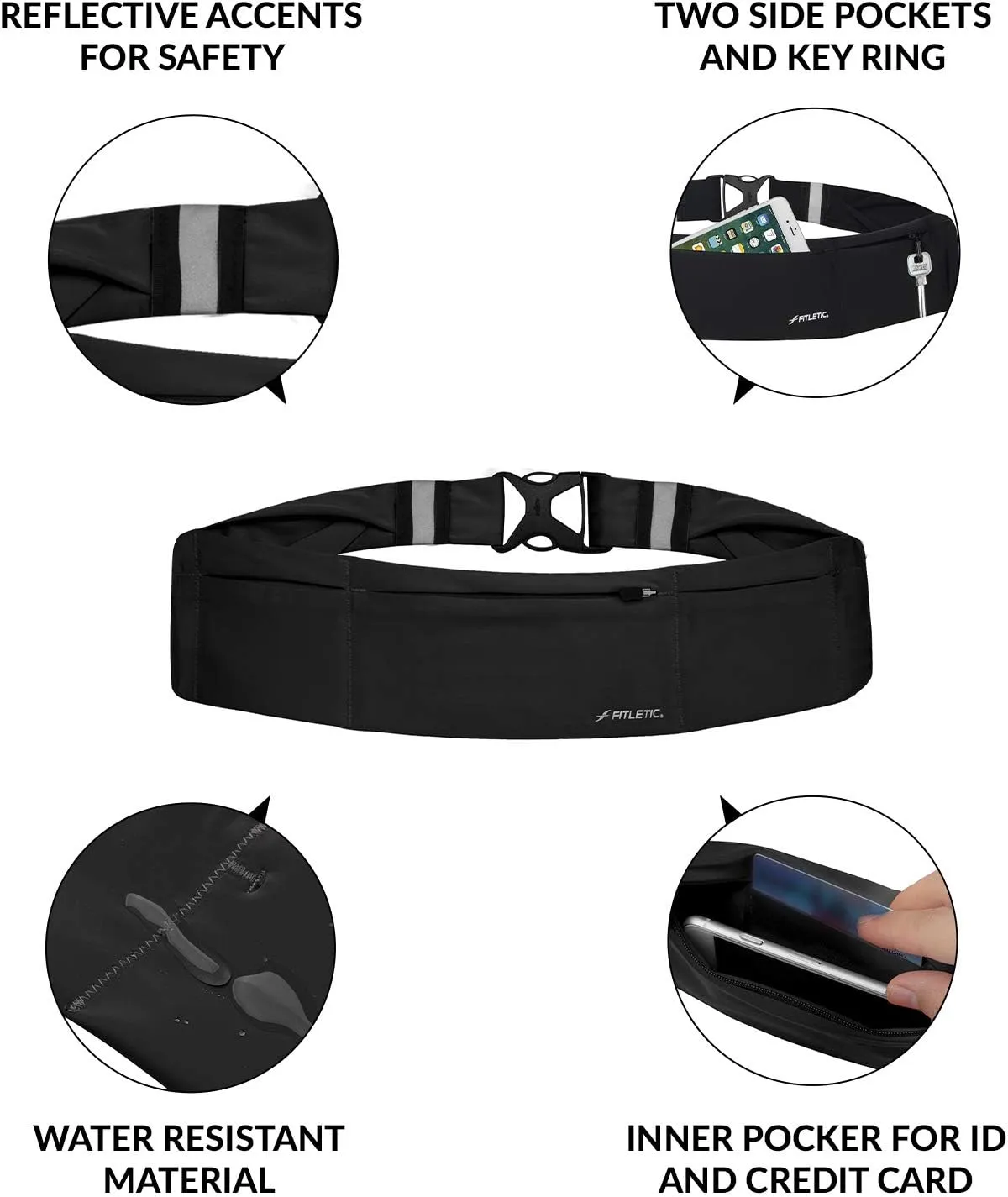 Fitletic Sport Fanny Pack - 360, Triple Pouch