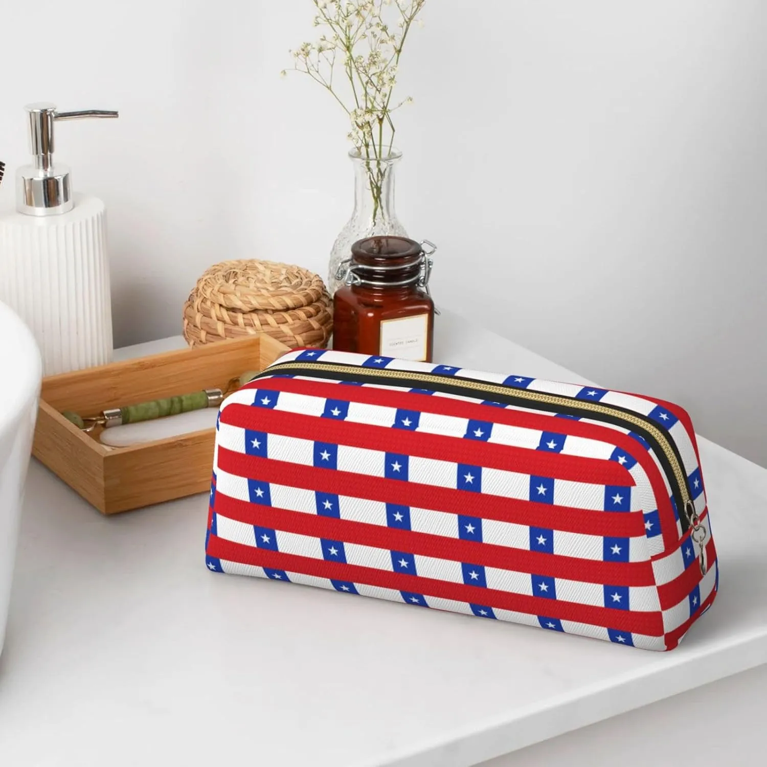 Flag of Chile Print Versatile Storage Pouch Makeup Bag Travel Office Small Items Organizer Bag