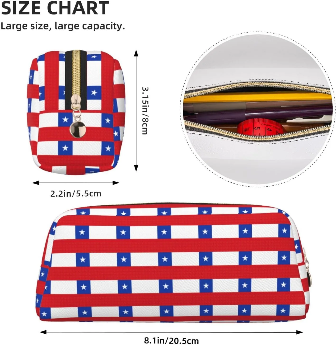 Flag of Chile Print Versatile Storage Pouch Makeup Bag Travel Office Small Items Organizer Bag