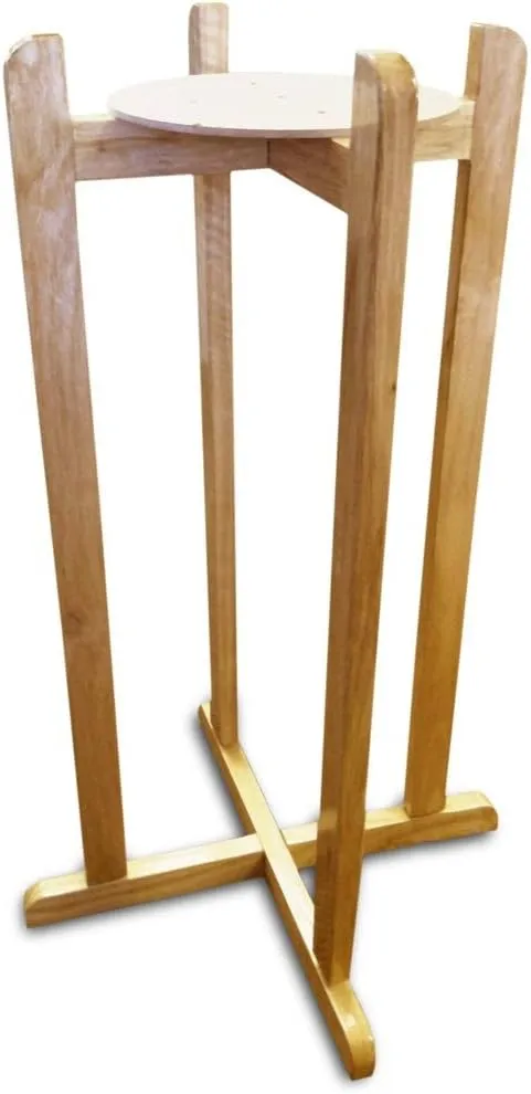 Floor Wood Stand Natural Varnish, 27" for Water Crock, Water Bottles, 3 & 5 Gallon Water Jug, and Plants