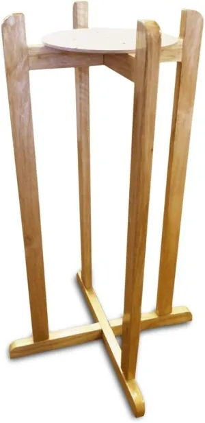 Floor Wood Stand Natural Varnish, 27" for Water Crock, Water Bottles, 3 & 5 Gallon Water Jug, and Plants