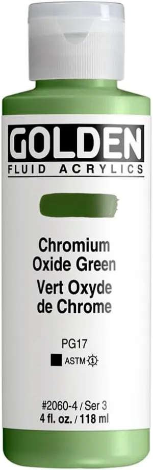 Fluid Acrylics by GOLDEN, Chromium Oxide Green, 4 fl. oz. Bottle, Professional Acrylic Paint, Opaque
