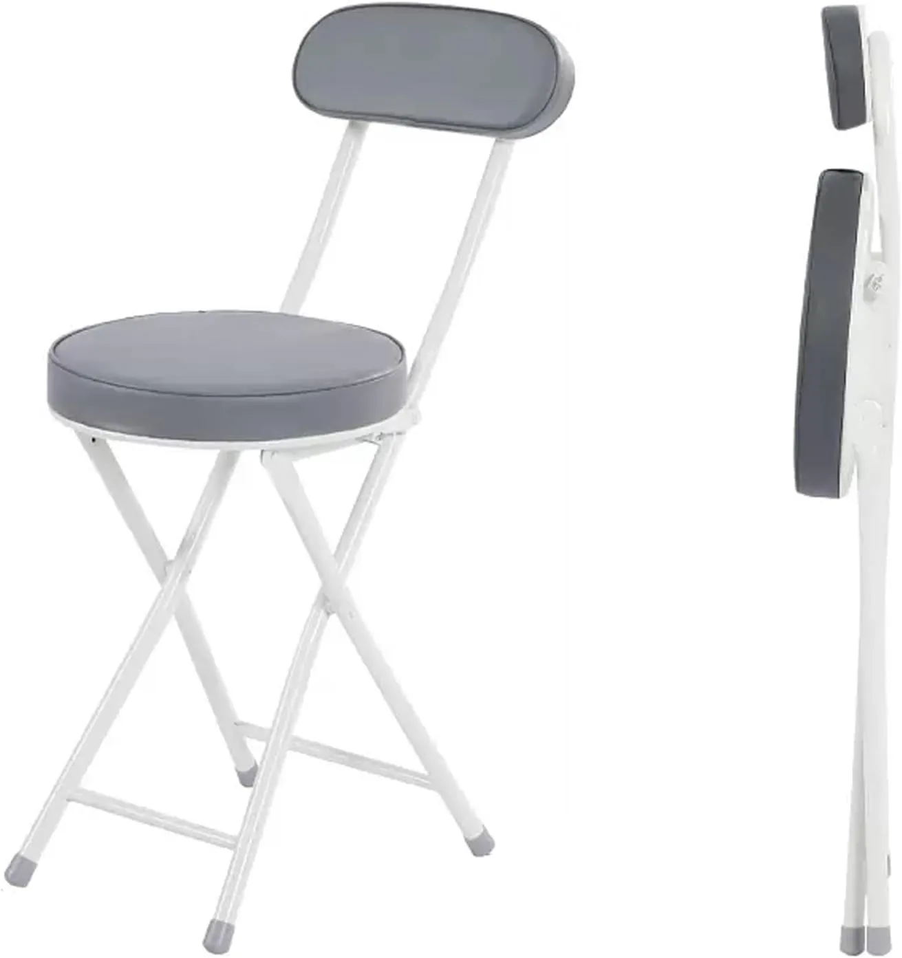 Foldable - 2 Pieces, Portable Dining air, Foldable Stool with PU Leather Backrest for Outdoor Camping Kiten Shop Cafe