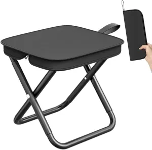 Foldable Backpack Stool, Mountaineering and Hiking Portable Stool, Durable Outdoor Zipper Pack Folding Chair for Traveling, Camping, Fishing and Subway, Maximum Weight 330 Lbs(Pen Bag - Black, L)