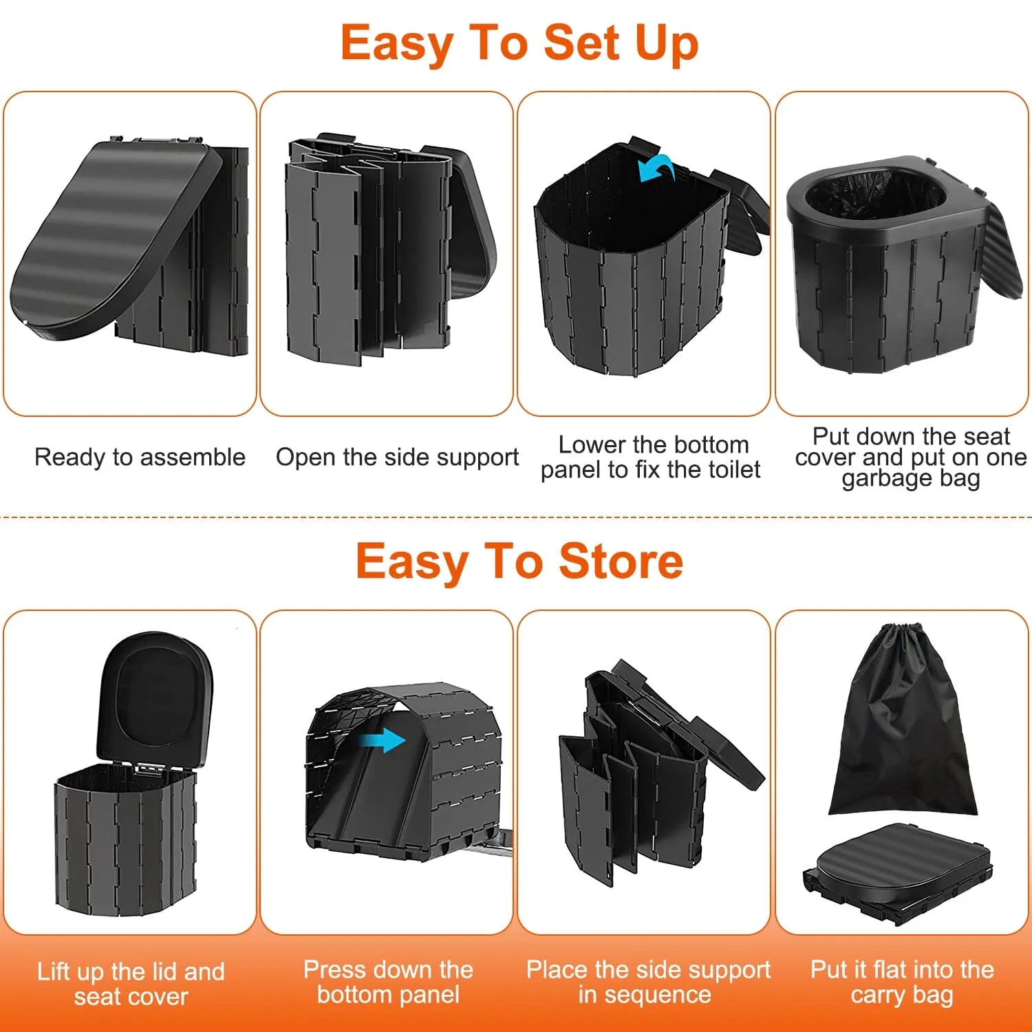 Foldable Emergency Toilet Portable Porta Potty