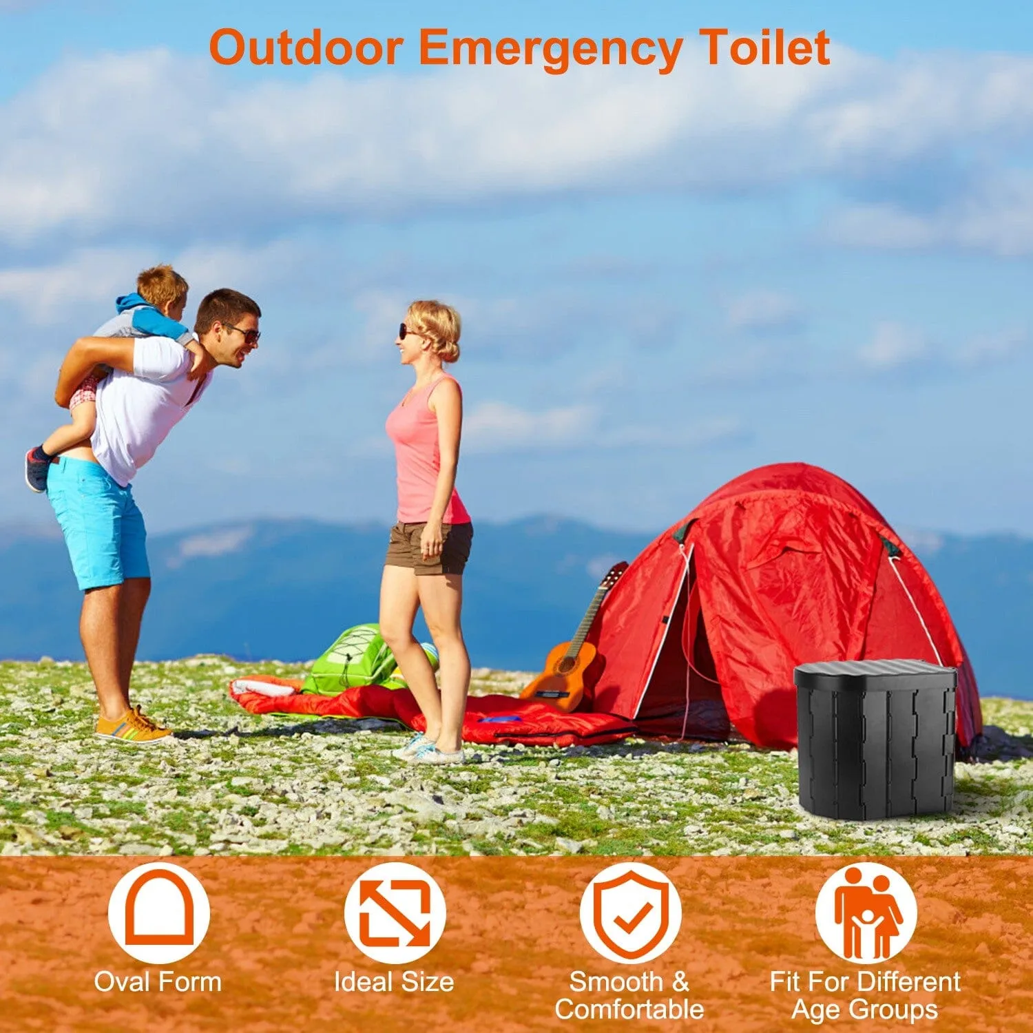 Foldable Emergency Toilet Portable Porta Potty