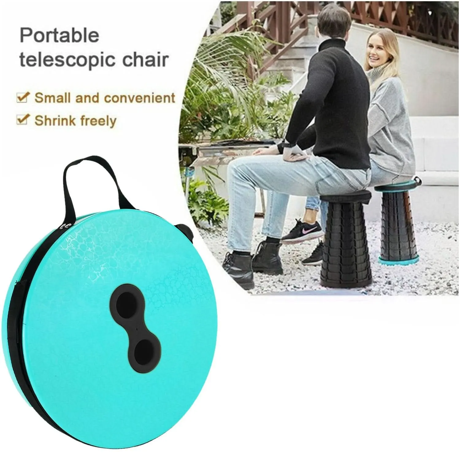 Foldable Height Adjusting Stool Space Saving Telescopic Stool