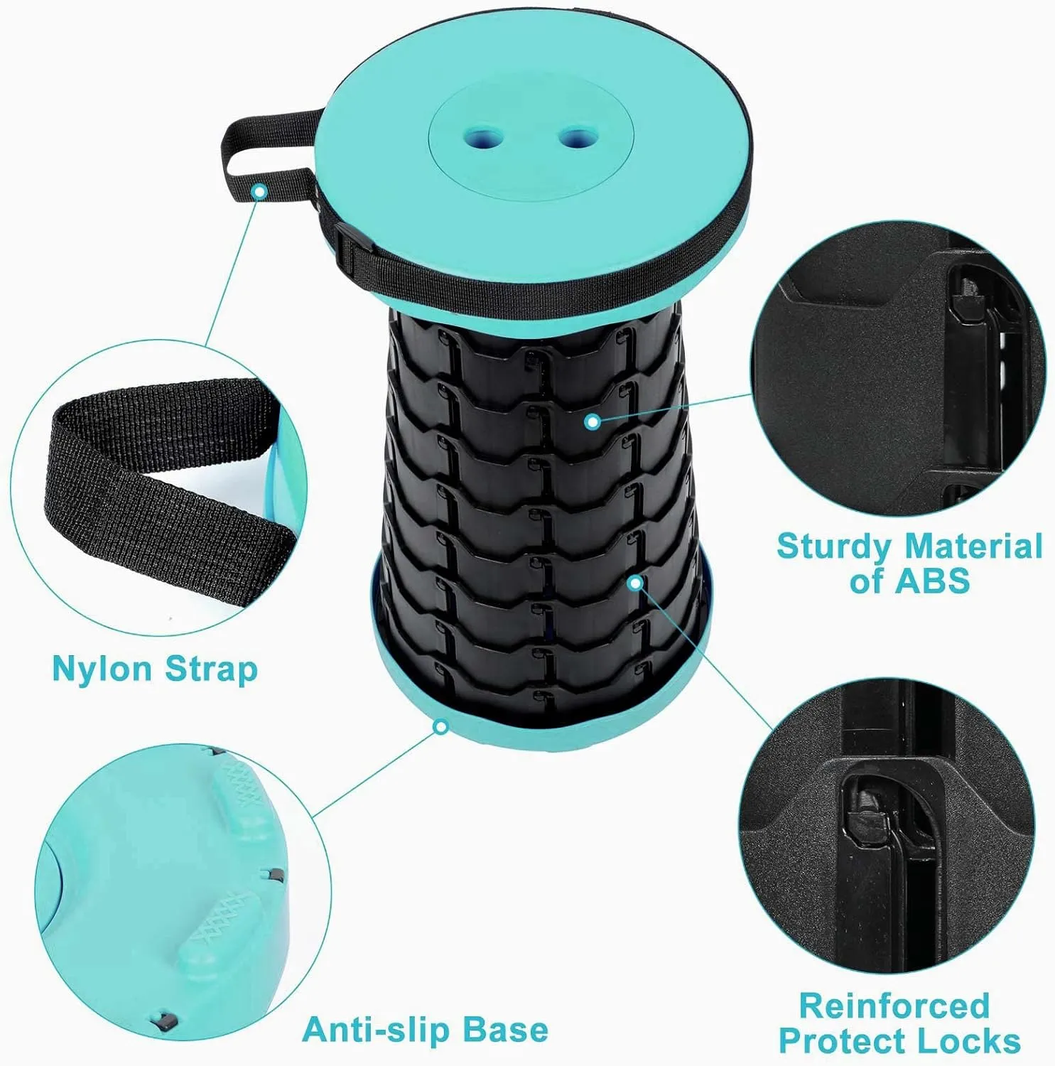 Foldable Telescoping Stool Portable, Retractable Stool for Adults, Upgraded Collapsible Folding Seats with Load Capacity 550lbs, Camping Stools for Adults