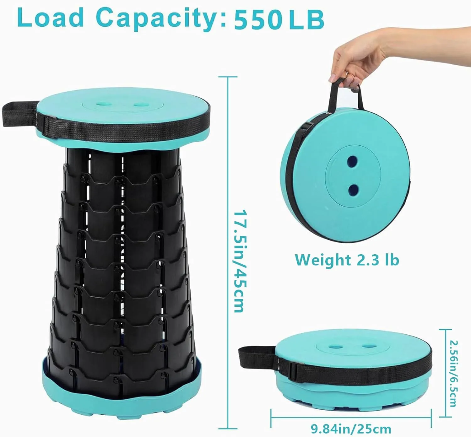 Foldable Telescoping Stool Portable, Retractable Stool for Adults, Upgraded Collapsible Folding Seats with Load Capacity 550lbs, Camping Stools for Adults