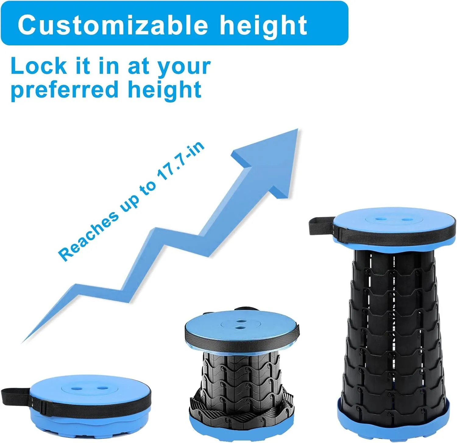 Foldable Telescoping Stool Portable, Retractable Stool for Adults, Upgraded Collapsible Folding Seats with Load Capacity 550lbs, Camping Stools for Adults