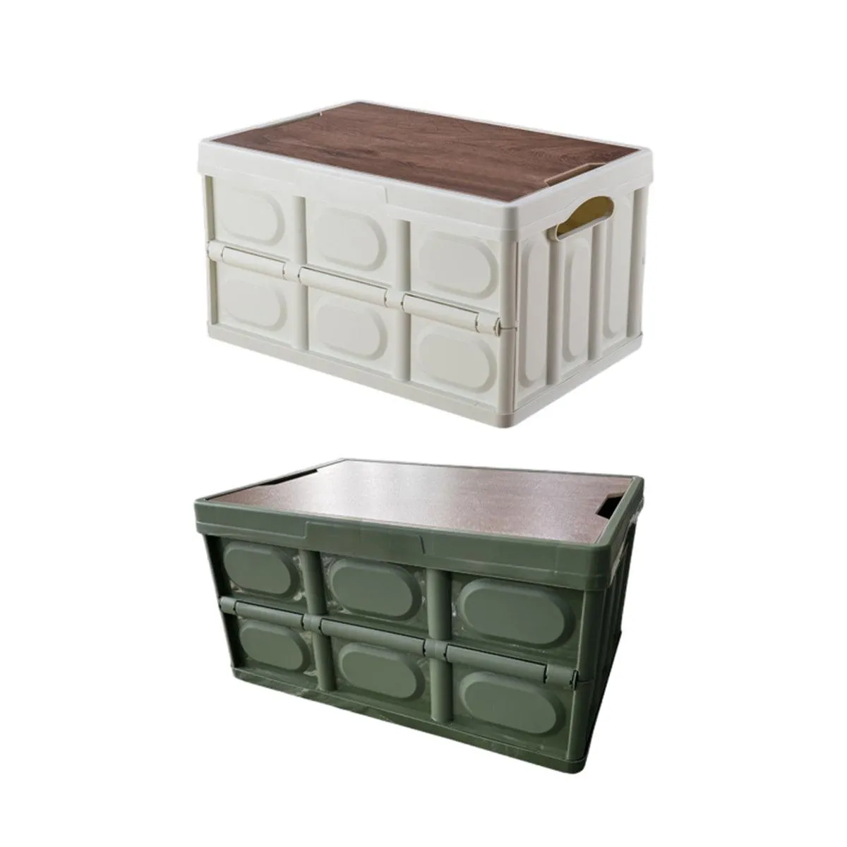 Folding Camping Storage Box Outdoor Stackable Container with Lid Home Organizer