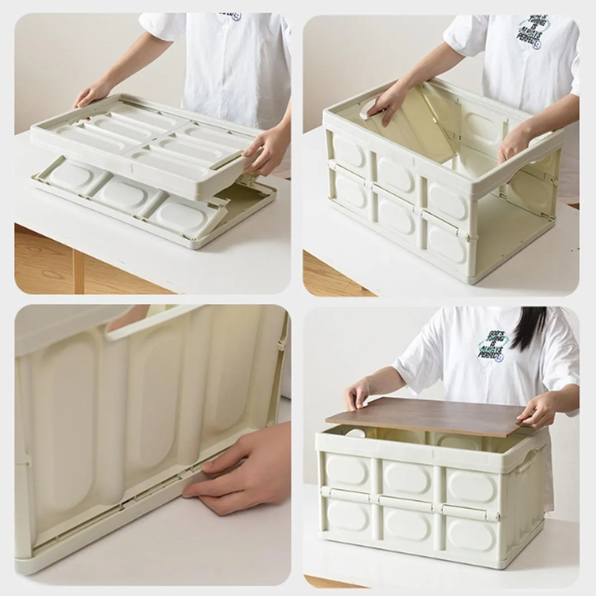 Folding Camping Storage Box Outdoor Stackable Container with Lid Home Organizer