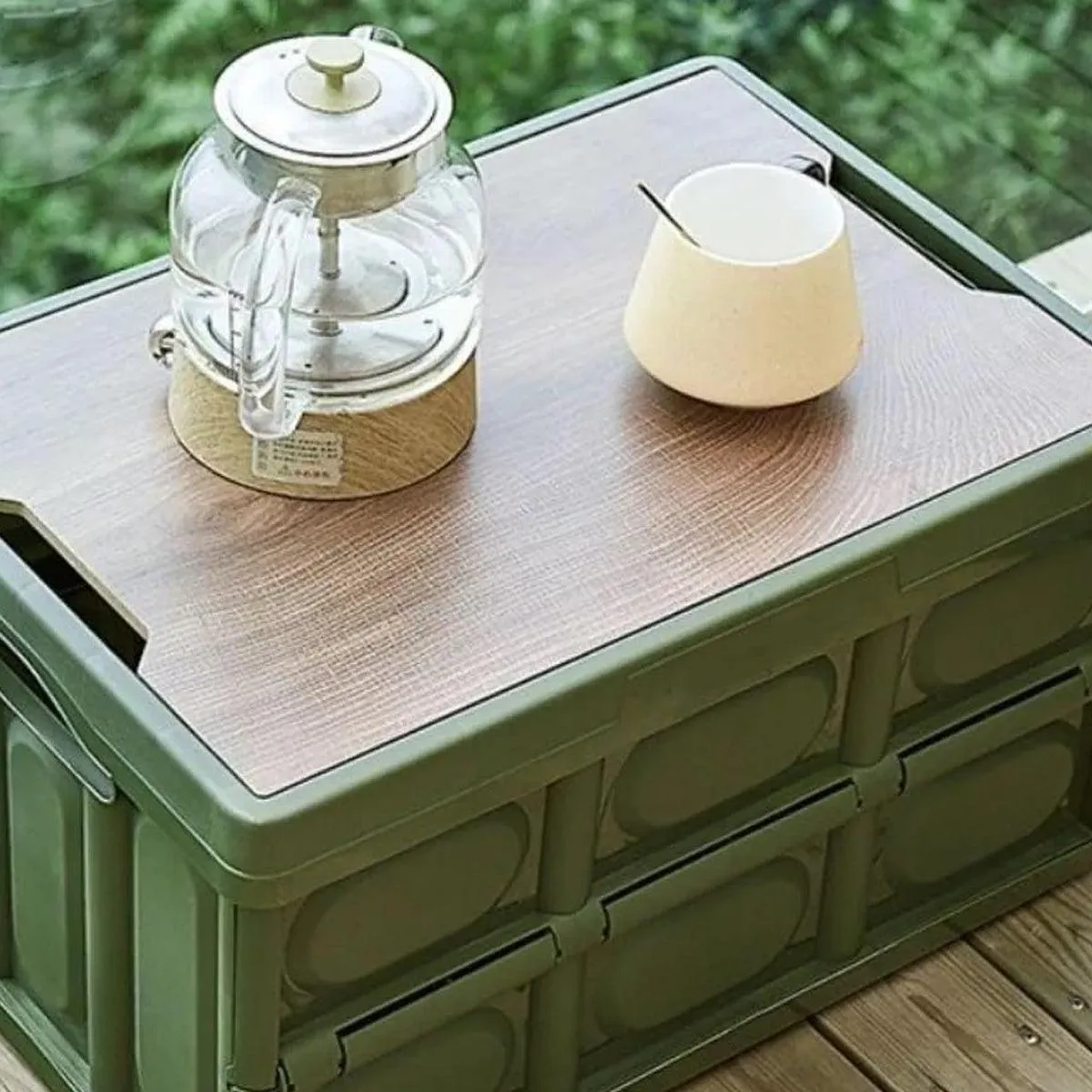 Folding Camping Storage Box Outdoor Stackable Container with Lid Home Organizer