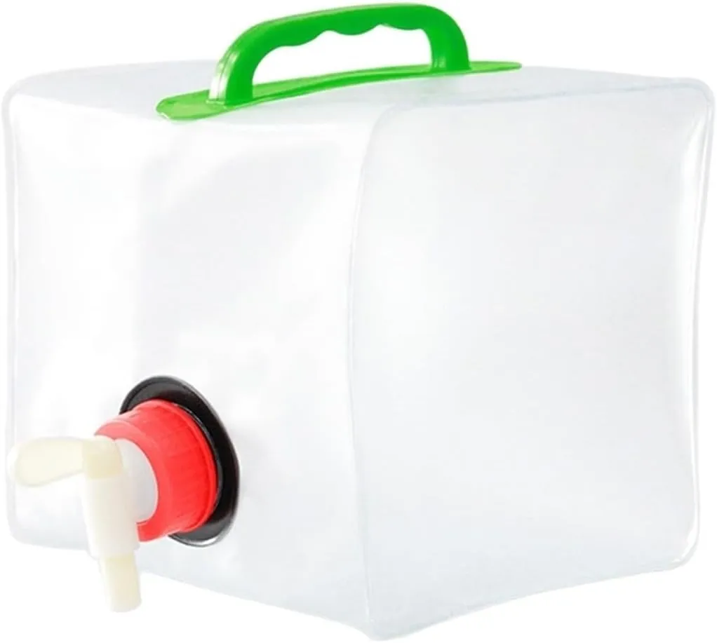 Folding Portable Bucket 5/8 Liter Bag Thicken Folding Bucket Portable Outdoor Container Collapsible Pouch with Faucet Camping (Color : Square 5L)