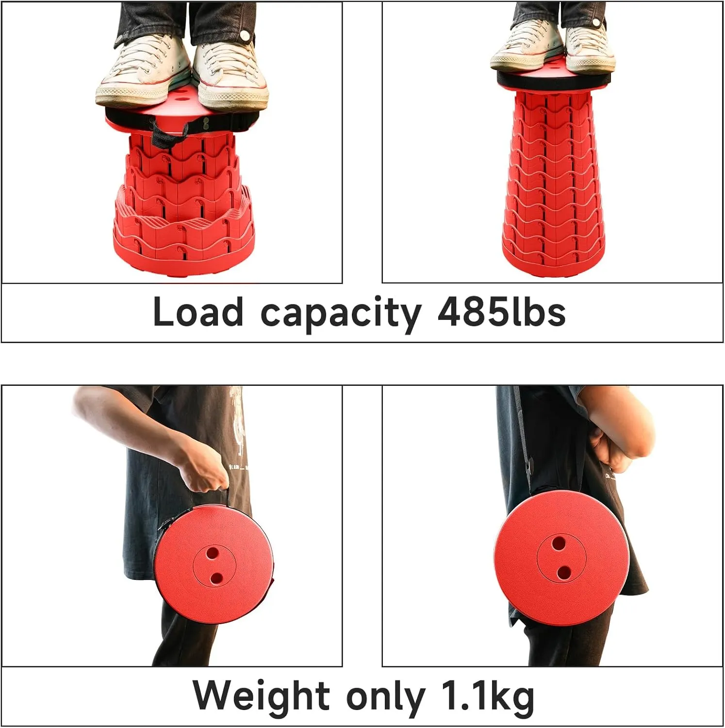 Folding Stool Colorful Stool Body Portable Collapsible Stool Seat Max Load Capacity 397lbs, Telescopic Folding Stools Retractable Stools for Adult Camping Hiking Travel Outdoor BBQ